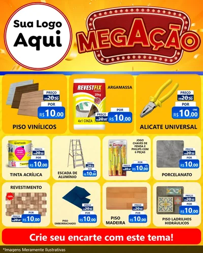 Modelo de Rede Social para Feed Instagram com o tema Mega Ação para Material para Construção