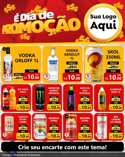 Modelo de Rede Social para Feed Instagram com o tema É Dia De Promoção para Distribuidora de bebidas