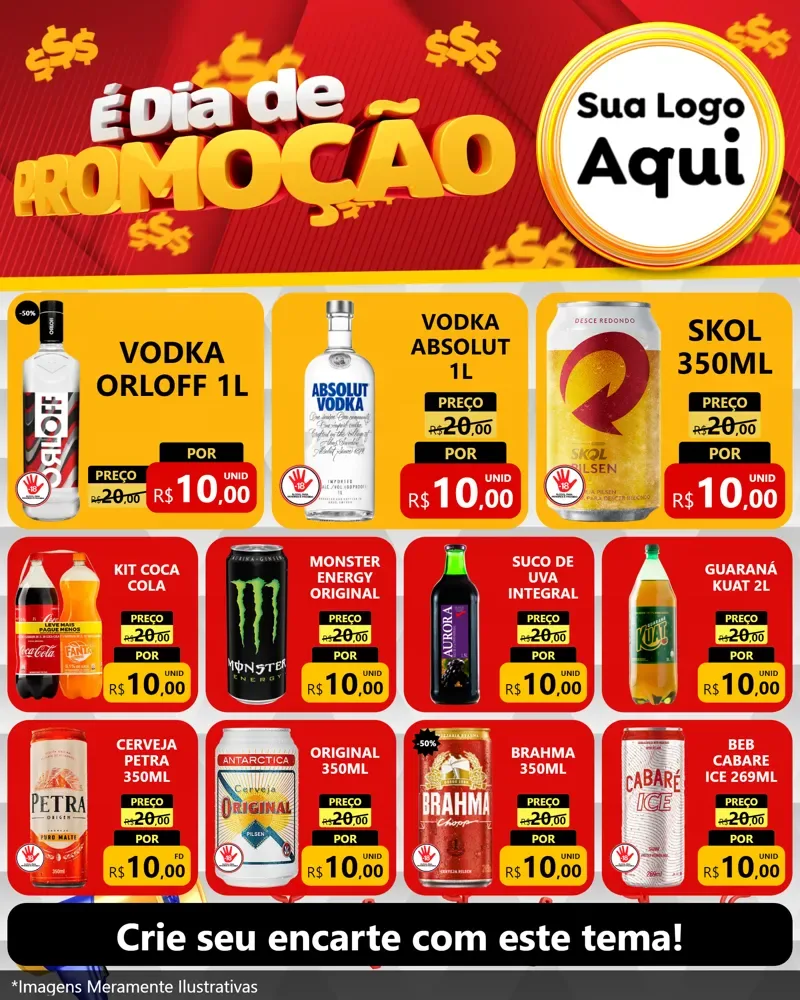 Modelo de Rede Social para Feed Instagram com o tema É Dia De Promoção para Distribuidora de bebidas