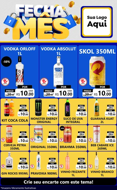 Modelo de Encarte para Encarte Grande com o tema Fecha Mês para Distribuidora de bebidas