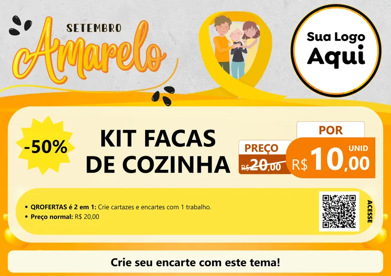 Modelo de Cartaz para Cartaz A4 Horizontal com o tema Setembro Amarelo para Utilidades Domésticas