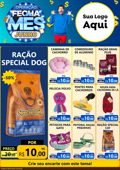 Modelo de Encarte para Encarte A4 Vertical com o tema Operação Fecha Mês, Junho para Pet Shop