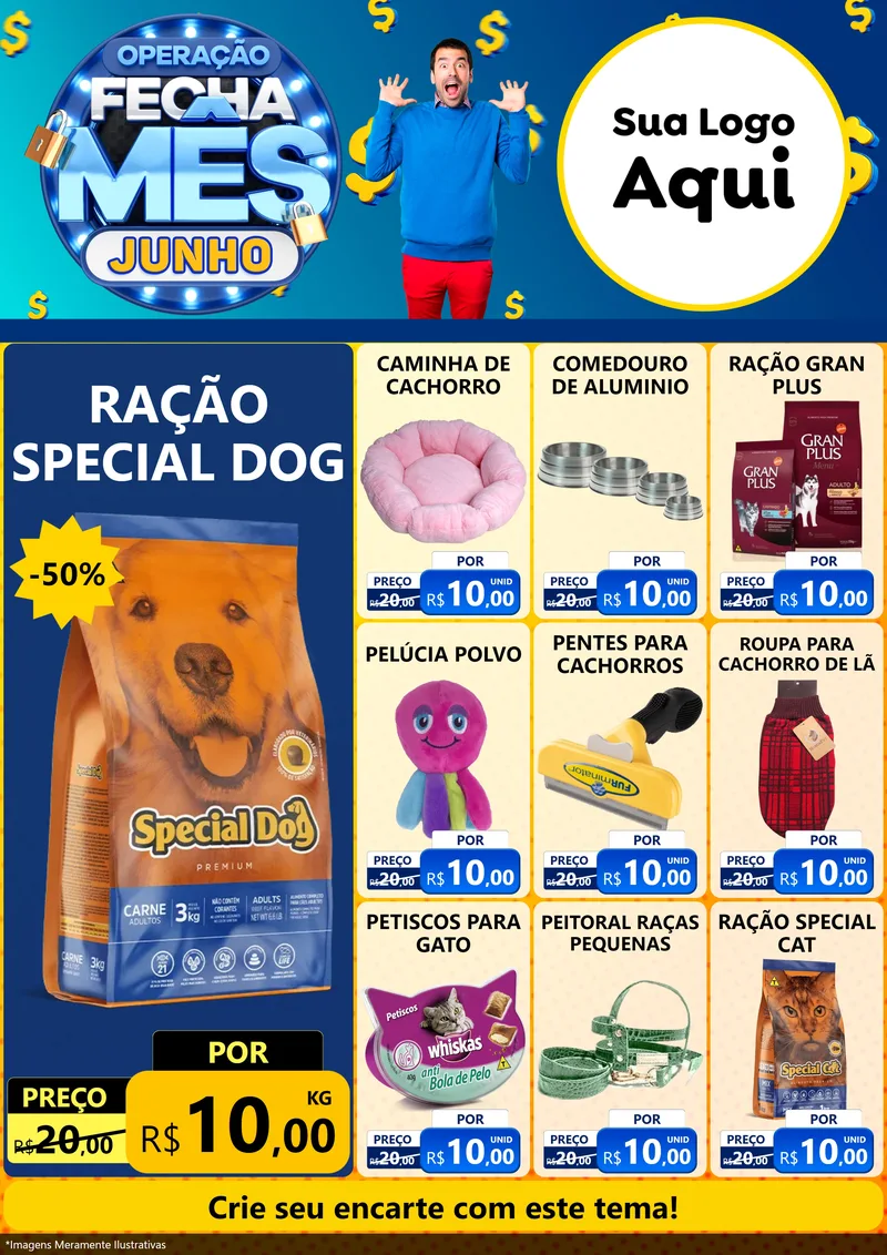 Modelo de Encarte para Encarte A4 Vertical com o tema Operação Fecha Mês, Junho para Pet Shop