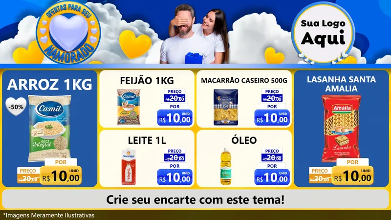 Modelo de TV para TV Horizontal com o tema Ofertas Para Seu Namorado para Supermercado