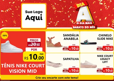 Modelo de Encarte para Encarte A4 Horizontal com o tema Dia A o Dia Mais Barato do Mês para Calçados