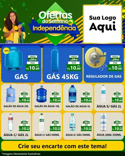 Modelo de Rede Social para Feed Instagram com o tema Ofertas da Semana da Independência para Água e gás