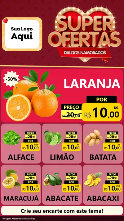 Modelo de Rede Social para Stories com o tema Dia dos Namorados para Hortifrúti
