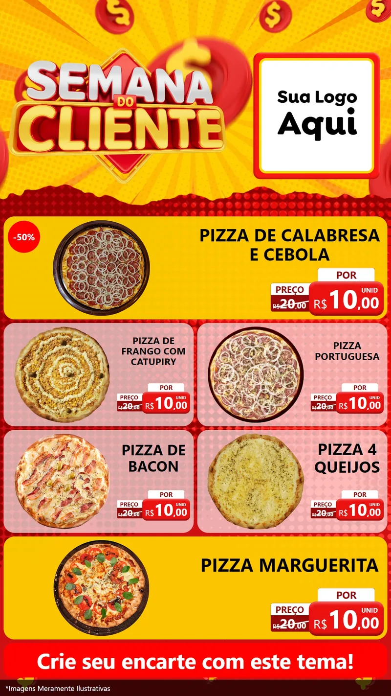 Modelo de TV para TV Vertical com o tema Semana do Cliente para Pizzaria