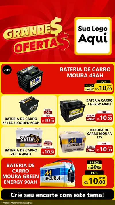 Modelo de TV para TV Vertical com o tema Grandes Ofertas para Baterias Elétricas