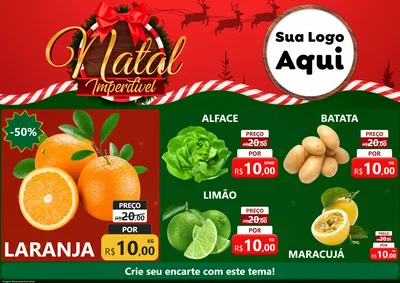 Modelo de Encarte para Encarte A4 Horizontal com o tema Natal Imperdível para Hortifrúti