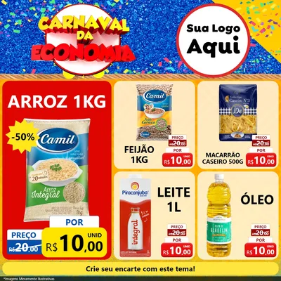 Modelo de Rede Social para Feed Facebook com o tema Carnaval da Economia para Supermercado