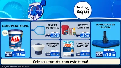 Modelo de TV para TV Horizontal com o tema Novembro Azul para Produtos para Piscina