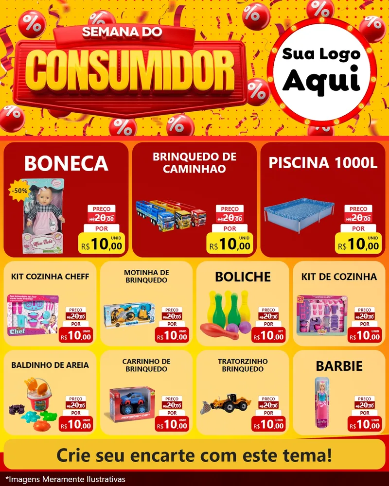 Modelo de Rede Social para Feed Instagram com o tema Semana do Consumidor para Brinquedos
