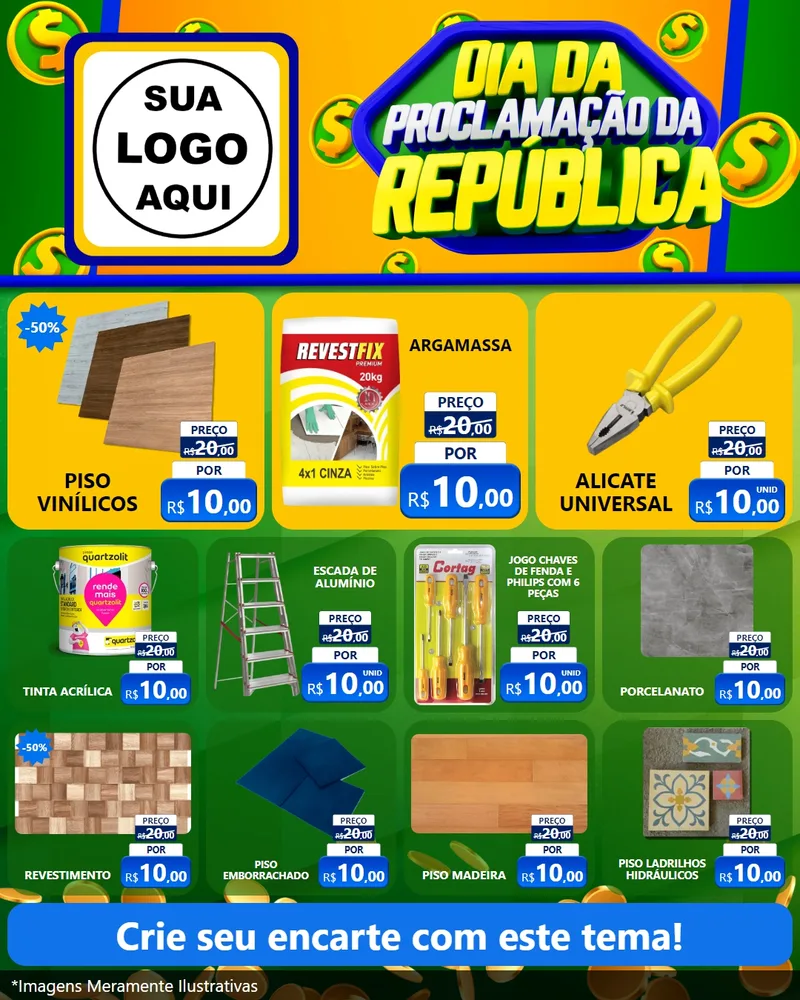 Modelo de Rede Social para Feed Instagram com o tema Dia Da Proclamação da República para Material para Construção