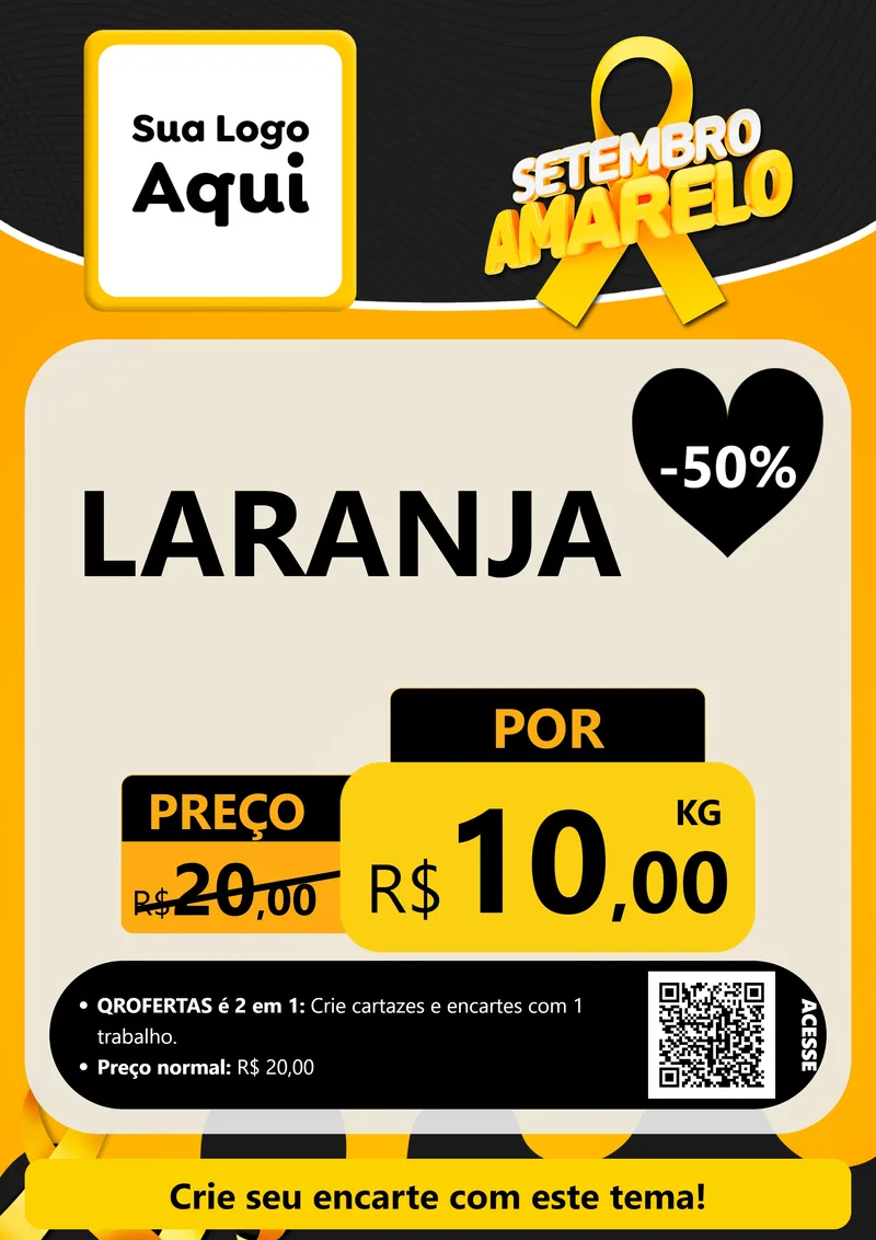 Modelo de Cartaz para Cartaz A4 Vertical com o tema Setembro Amarelo para Hortifrúti