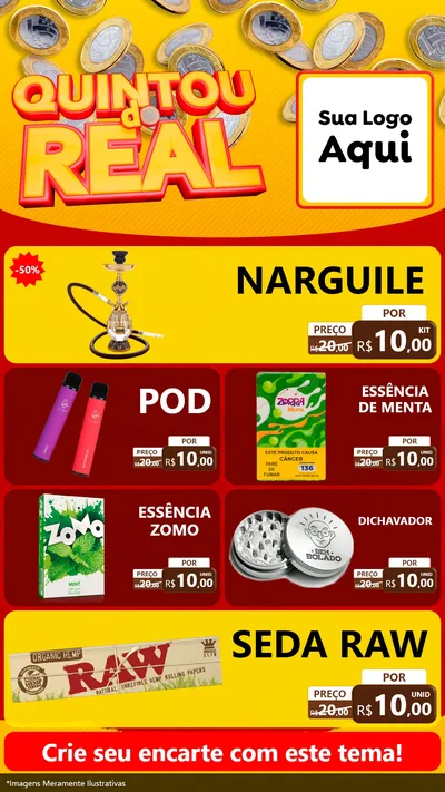 Modelo de TV para TV Vertical com o tema Quintou do Real para Tabacaria