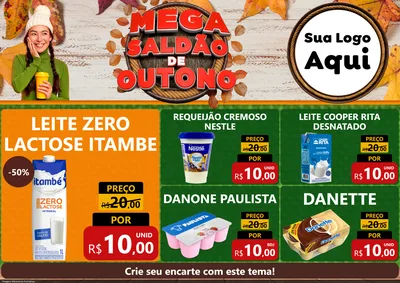 Modelo de Encarte para Encarte A4 Horizontal com o tema Mega Saldão de Outono para Frios e Laticínios