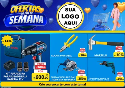 Modelo de Encarte para Encarte A4 Horizontal com o tema Ofertas de Fim de Semana para Maquinas e Ferramentas