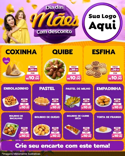 Modelo de Rede Social para Feed Instagram com o tema Dia das Mães com Desconto para Salgadaria