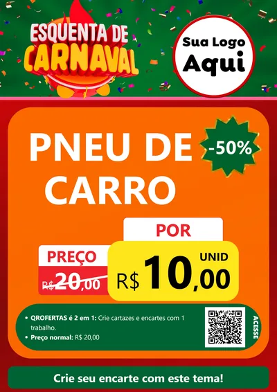 Modelo de Cartaz para Cartaz A4 Vertical com o tema Esquenta de Carnaval para Auto peças
