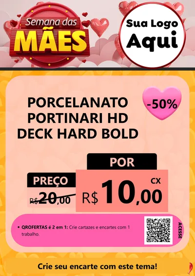 Modelo de Cartaz para Cartaz A4 Vertical com o tema Semana das Mães para Pisos e revestimentos