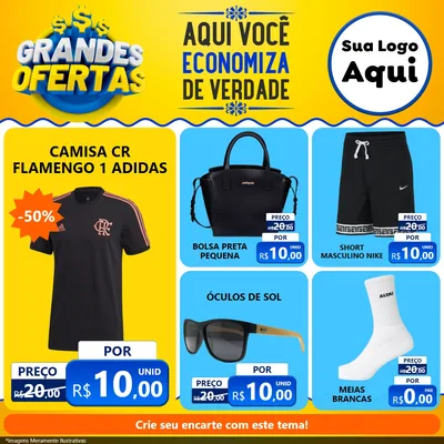 Modelo de Rede Social para Feed Facebook com o tema Grandes Ofertas para Roupas e acessórios
