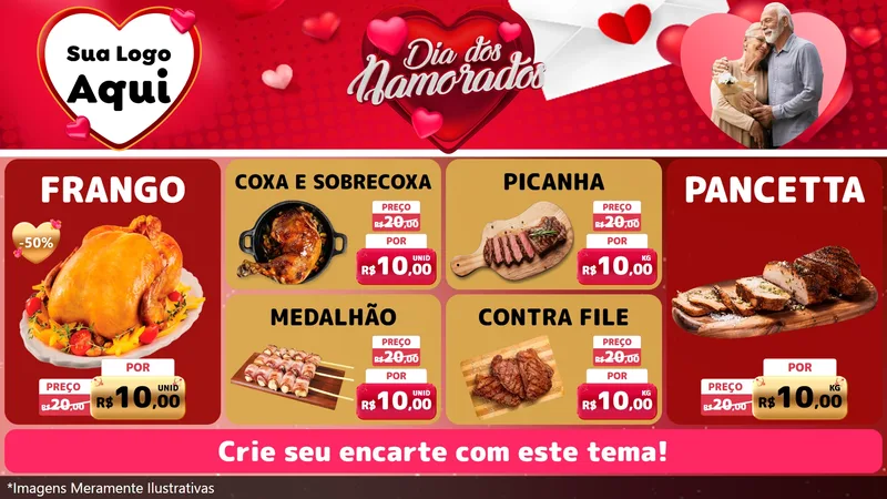 Modelo de TV para TV Horizontal com o tema Dia Dos Namorados para Assados
