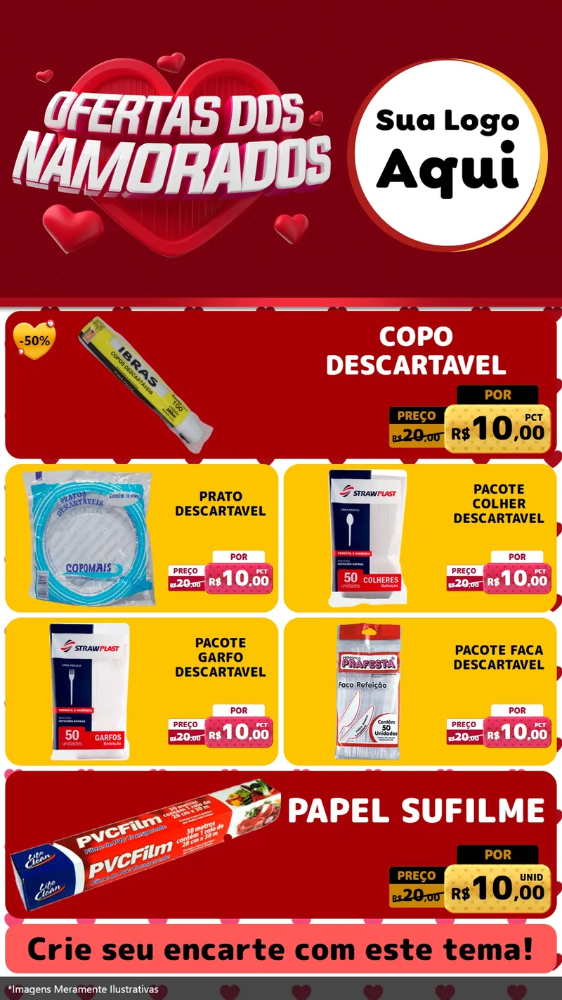 Modelo de TV para TV Vertical com o tema Ofertas Dos Namorados para Embalagens