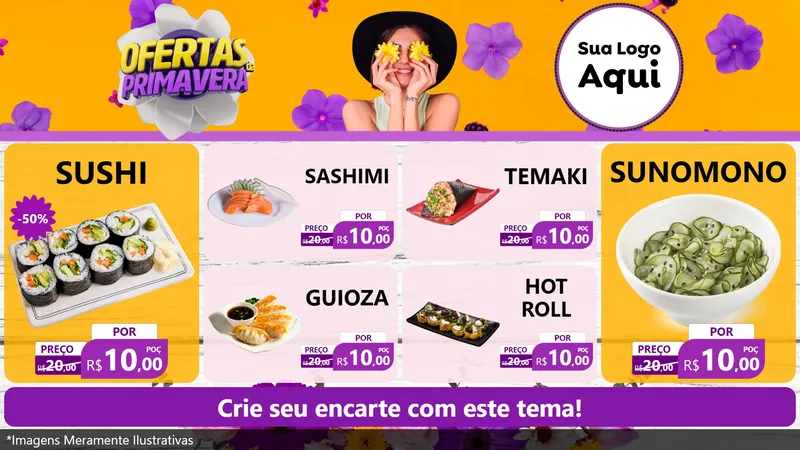 Modelo de TV para TV Horizontal com o tema Ofertas Da Primavera para Comida japonesa