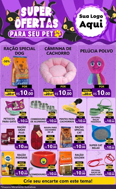 Modelo de Encarte para Encarte Grande com o tema Super Ofertas Para Seu Pet para Pet Shop