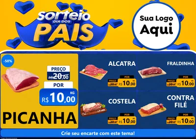 Modelo de Encarte para Encarte A4 Horizontal com o tema Sorteio Dia dos Pais para Açougue