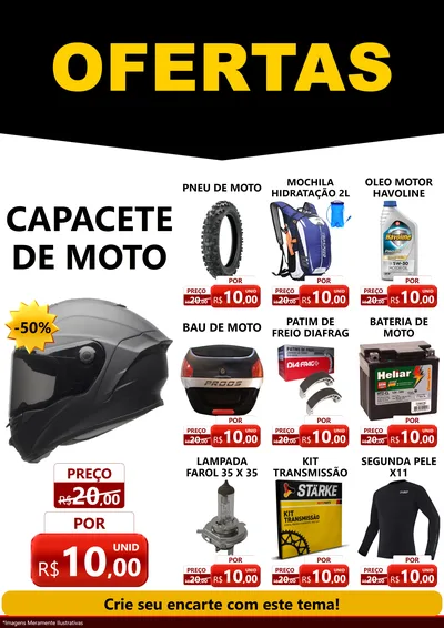 Modelo de Encarte para Encarte A4 Vertical com o tema Ofertas Preto e Vermelho Cartaz para Moto peças