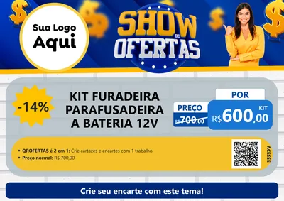 Modelo de Cartaz para Cartaz A4 Horizontal com o tema Show de Ofertas para Maquinas e Ferramentas