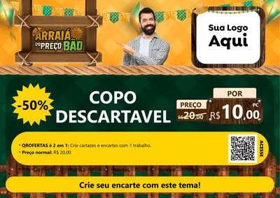 Modelo de Cartaz para Cartaz A4 Horizontal com o tema Arraiá do preço bão para Embalagens