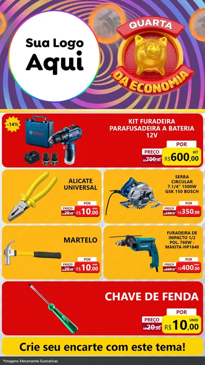 Modelo de TV para TV Vertical com o tema Quarta da Economia para Maquinas e Ferramentas