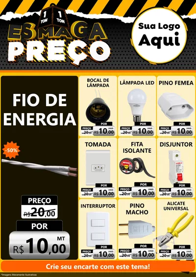Modelo de Encarte para Encarte A4 Vertical com o tema Esmaga Preço para Materiais Elétricos