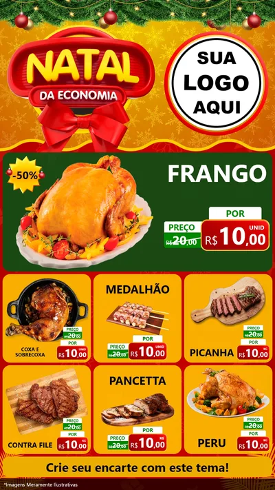 Modelo de Rede Social para Stories com o tema Natal da Economia para Assados