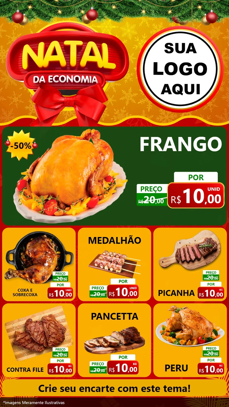 Modelo de Rede Social para Stories com o tema Natal da Economia para Assados