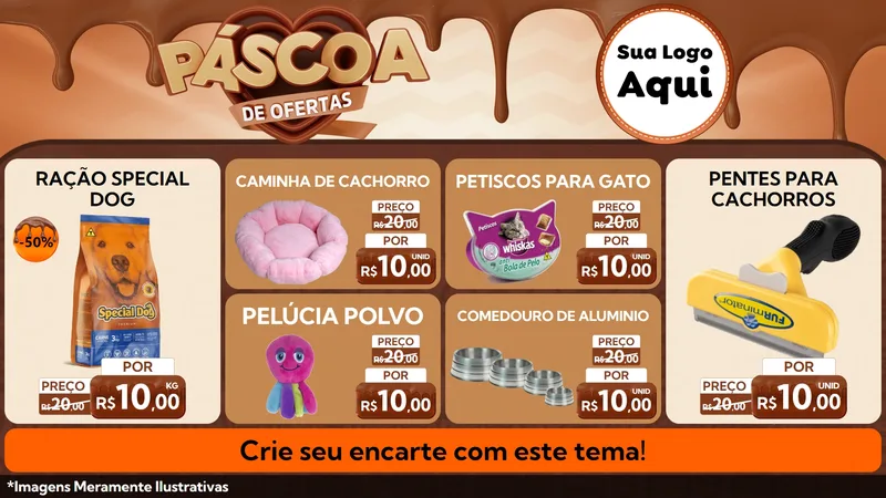 Modelo de TV para TV Horizontal com o tema Páscoa de Ofertas para Pet Shop