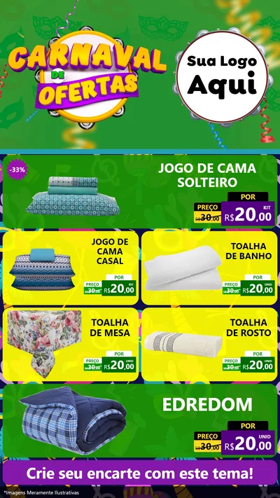 Modelo de TV para TV Vertical com o tema Carnaval de Ofertas para Cama, Mesa e Banho