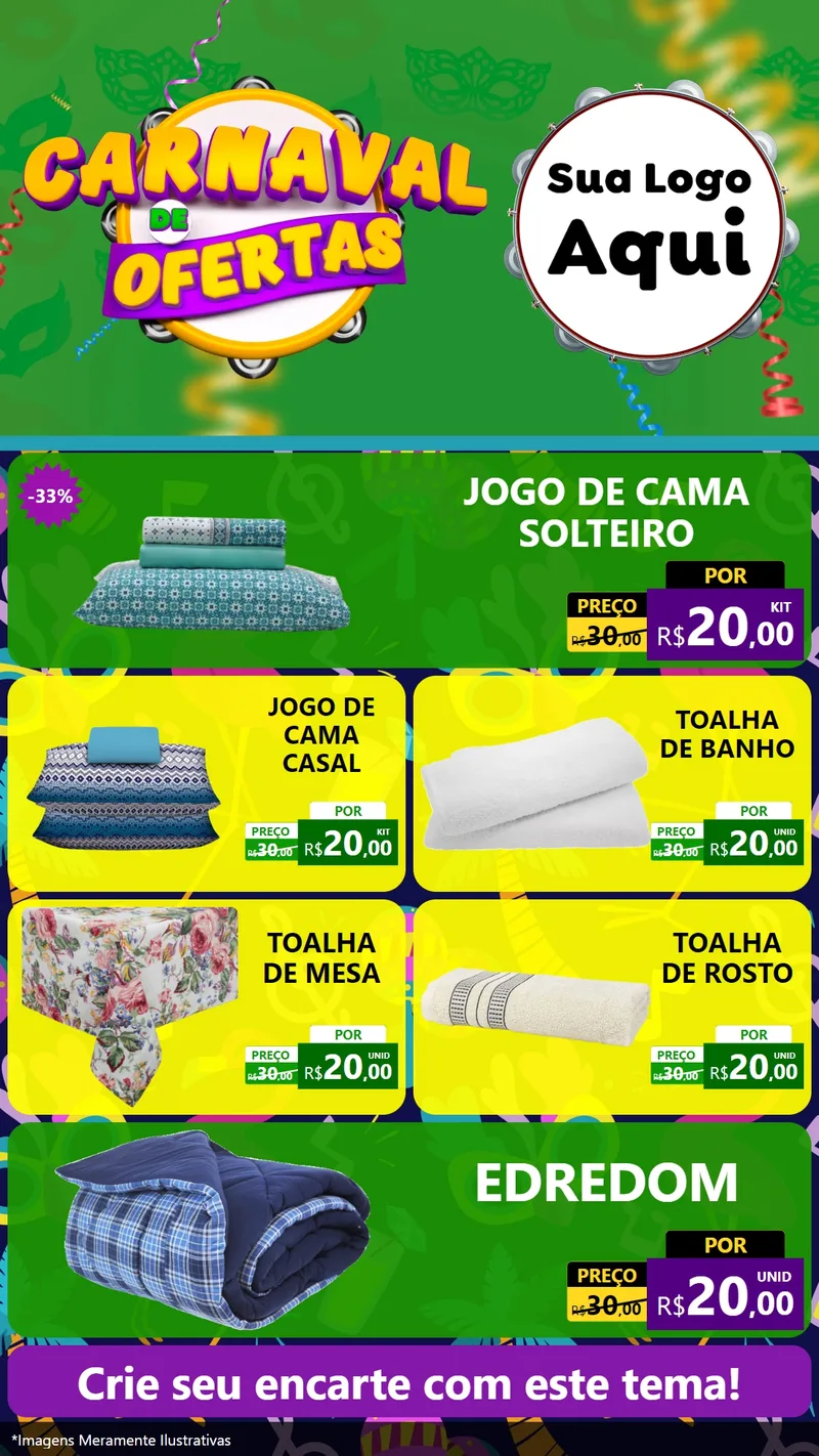 Modelo de TV para TV Vertical com o tema Carnaval de Ofertas para Cama, Mesa e Banho