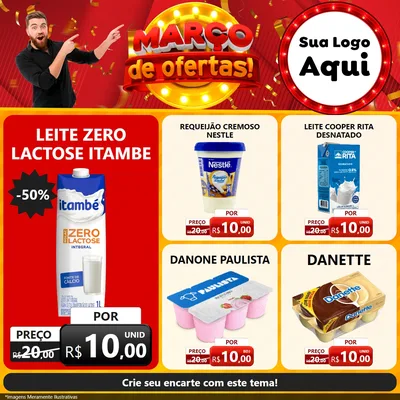 Modelo de Rede Social para Feed Facebook com o tema Março de Ofertas! para Frios e Laticínios