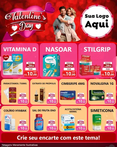Modelo de Rede Social para Feed Instagram com o tema Valentine's Day para Farmácia
