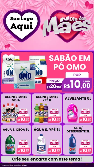 Modelo de Rede Social para Stories com o tema Dia das Mães para Produtos de Limpeza