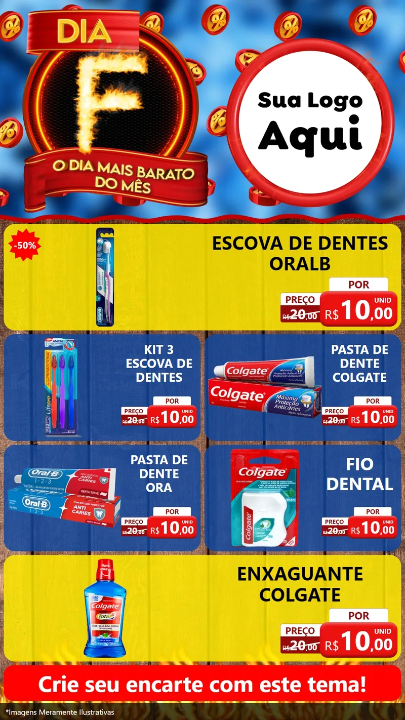 Modelo de TV para TV Vertical com o tema Dia F - O Dia Mais Barato Do Mês para Higiene Pessoal