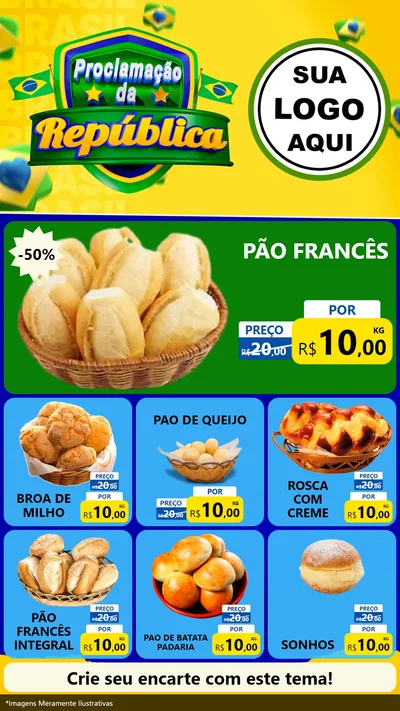 Modelo de Rede Social para Stories com o tema Proclamação da República para Padaria