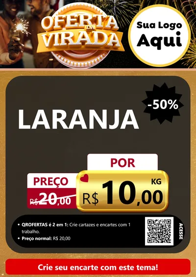 Modelo de Cartaz para Cartaz A4 Vertical com o tema Oferta da Virada para Hortifrúti