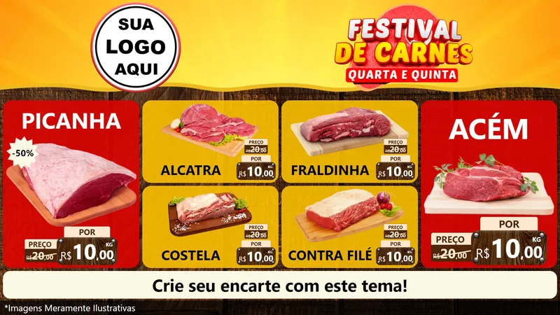 Modelo de TV para TV Horizontal com o tema Festival de Carnes - Quarta e Quinta para Açougue