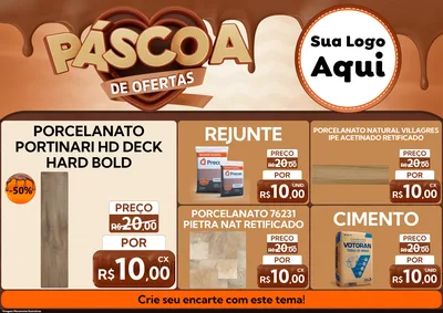 Modelo de Encarte para Encarte A4 Horizontal com o tema Páscoa de Ofertas para Pisos e revestimentos