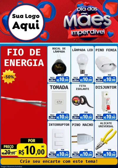 Modelo de Encarte para Encarte A4 Vertical com o tema Dia Das Mães Imperdível para Materiais Elétricos